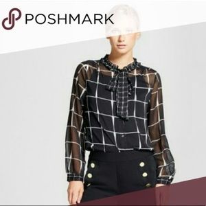 Windowpane blouse, size M